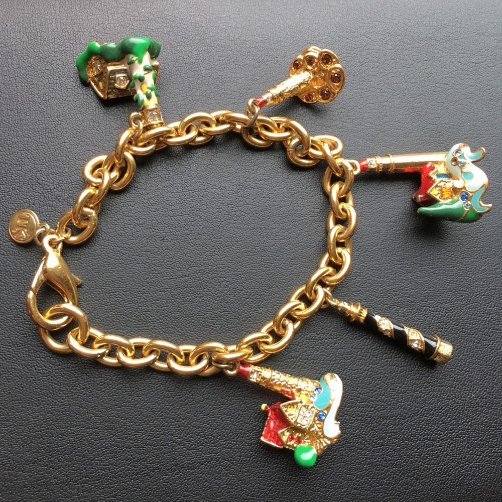 Vintage 5 lighthouses enamel charm chain bracelet